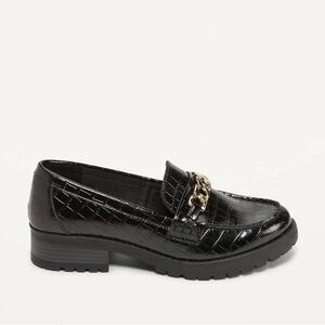 Old Navy Faux Leather Black Heel Loafers
